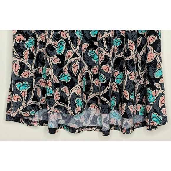 LuLaRoe Azure Printed Skirt Aqua Blue Pink Floral Vine A-line XS - Picture 4 of 8